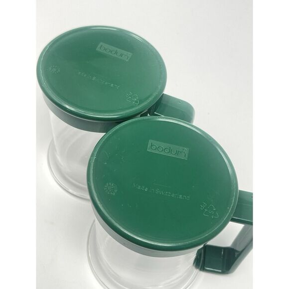 Vintage Bodum Brazil Cappuccino Coffee Tea Cups Mugs Dark Green Set Of 2 - Picture 7 of 7